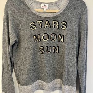 SUNDRY Stars Moon Sun Sequin Sweatshirt Medium